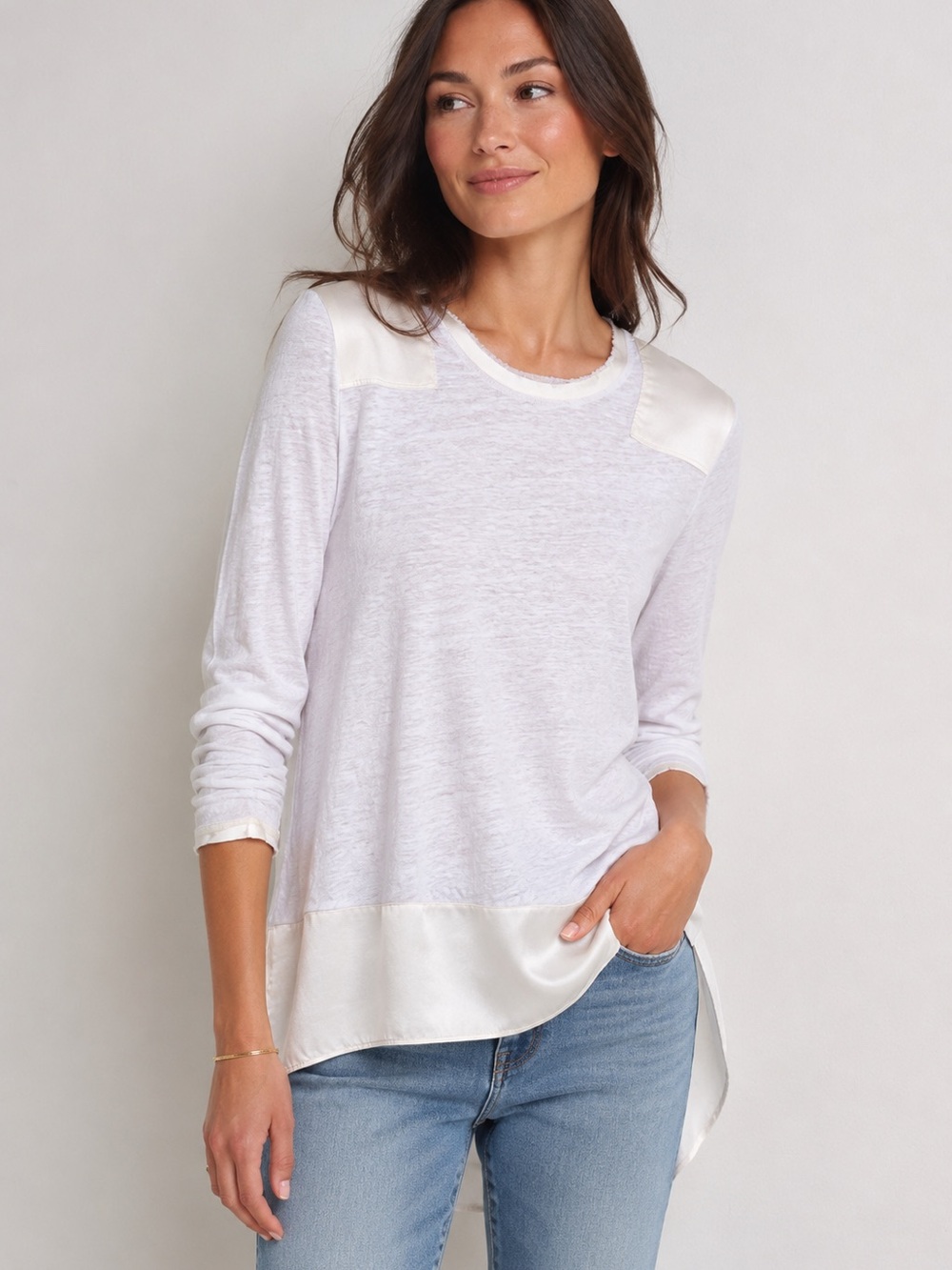Rag & Bone Linen Silk Mixed Media Top XS